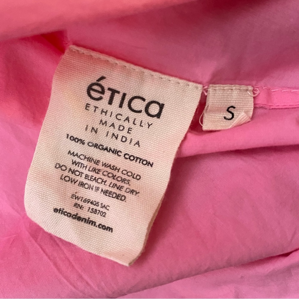ETICA pink Oceane pleated button down collared long sleeve top shirt - Picture 6 of 9